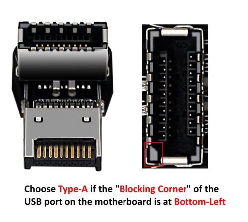 USB 3.2 Front Panel Internal Connector Type E 90 Degree Angled Adapter - Image 6