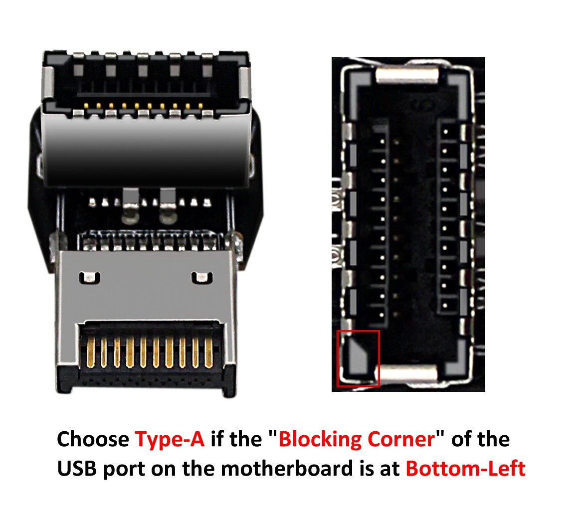 USB 3.2 Front Panel Internal Connector Type E 90 Degree Angled Adapter - Image 6